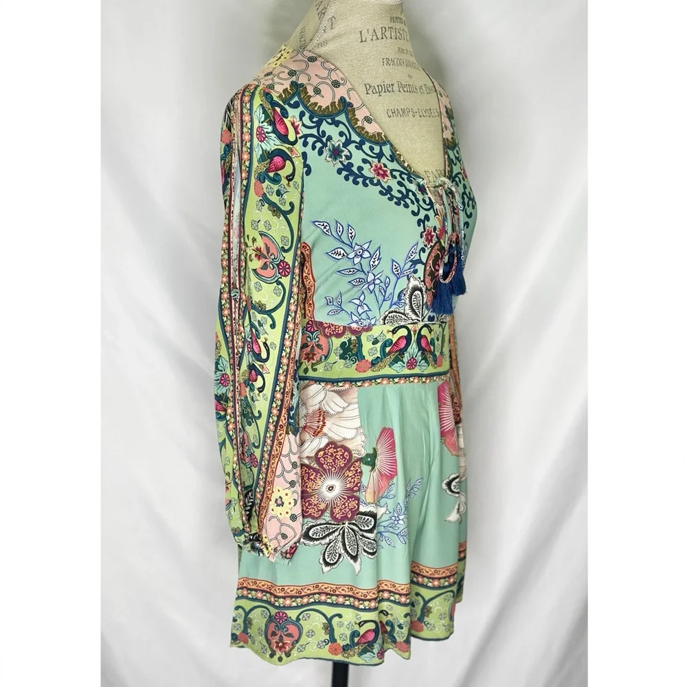 Farm Rio for Anthropologie Bohemian Caversham Floral Print Romper - Picture 4 of 12